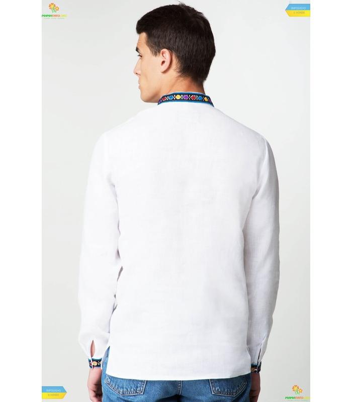 Мужская вышиванка из натурального льна (738).