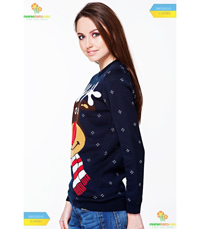 Жіночий в'язаний светр Веселий Олень (мод.75).