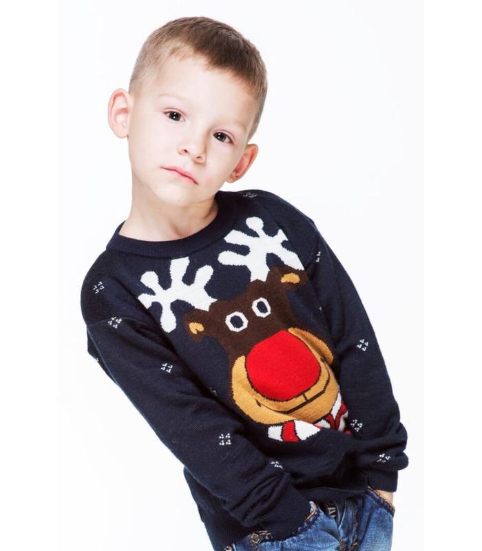 Дитячий в'язаний светр Веселий Олень (мод.101).