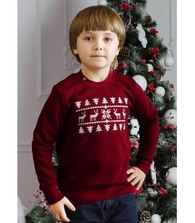 Детский свитшот для мальчика Рождественский мод.225 ➤ теплый детский свитшот с оленями от МамаТато