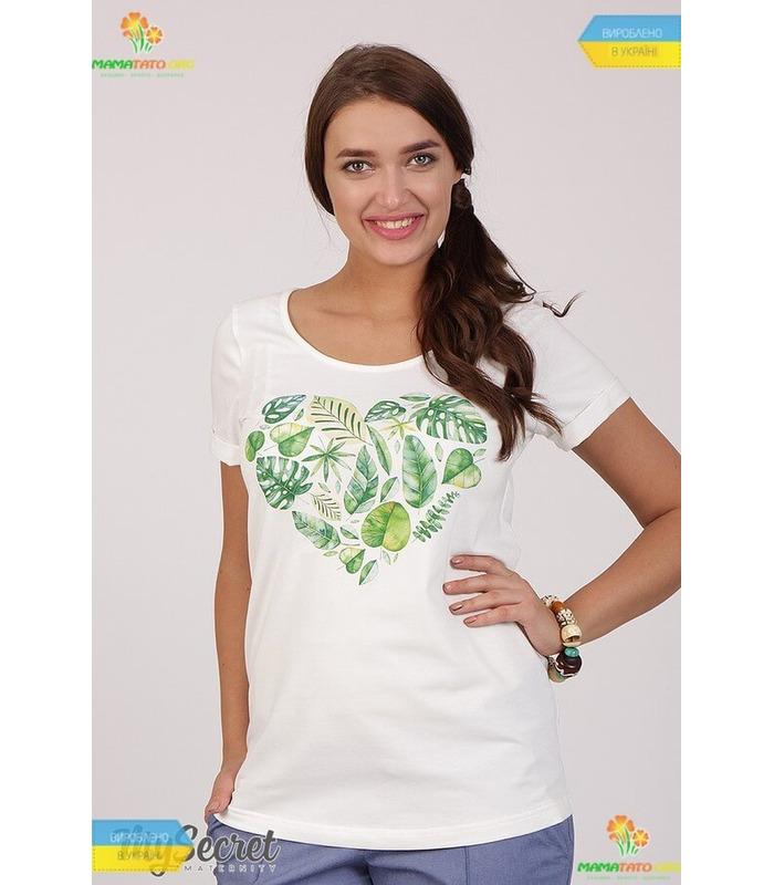 Футболка Листочки, летняя одежда беременным