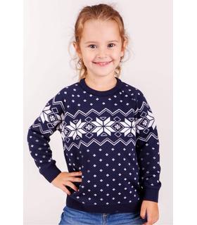 Свитер для девочки Алатыр BB мод.104 ➤ синий детский свитер с узорами