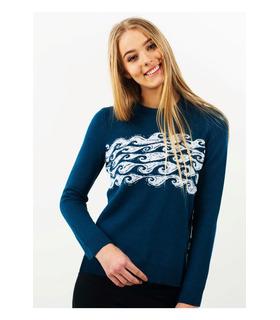 В'язаний светр мод.06 ➤ синій жіночий светр