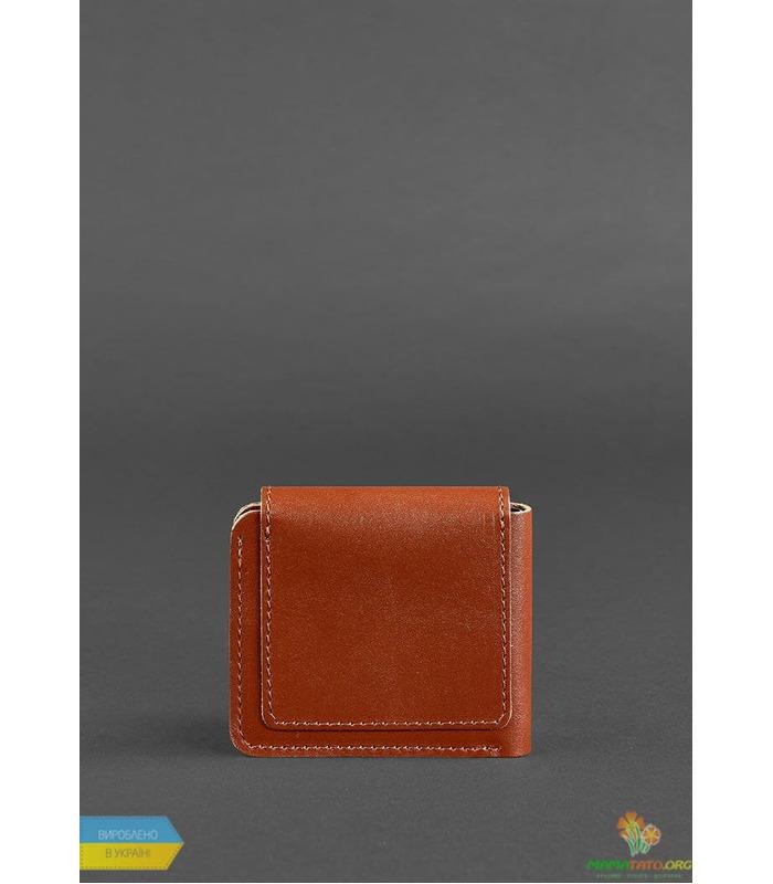 Шкіряне портмоне 4.2 (4 кишені і на кнопці) Коньяк