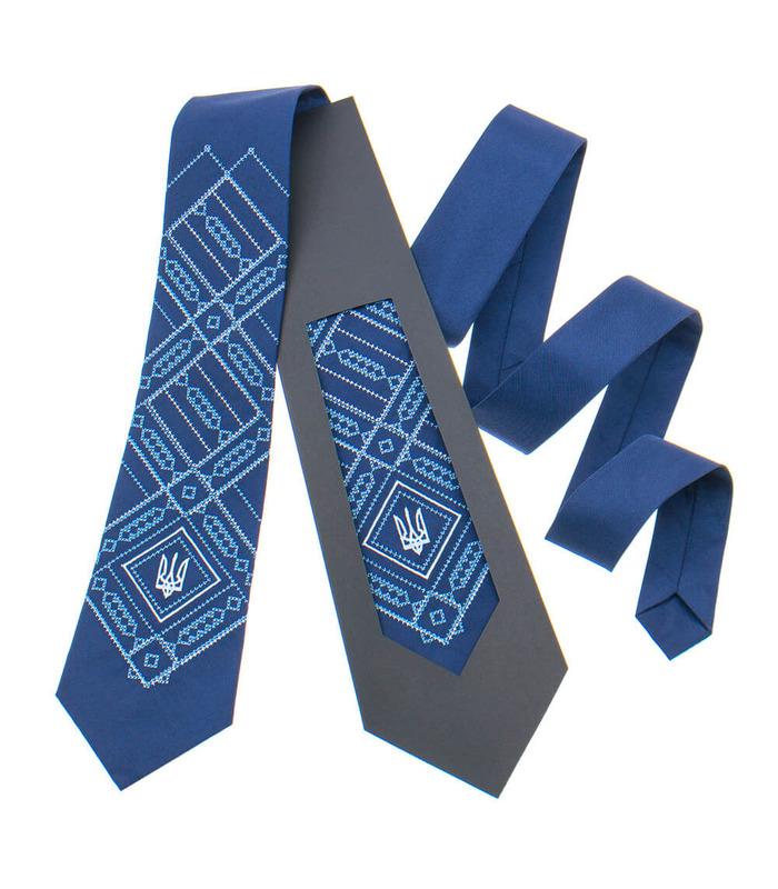Вишита краватка з тризубом 822