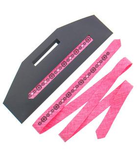 Краватка ᐉ Вишита тонка рожевого кольору 832, костюмна тканина ※ Україна