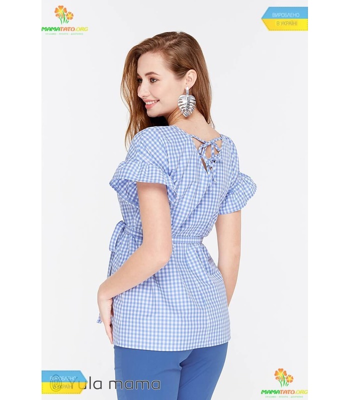 Блуза Марион KL ➤ летняя блуза в клеточку для беременных и кормящих