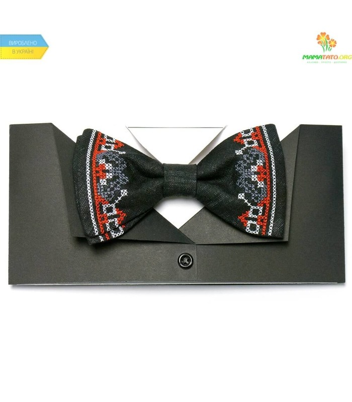 Чоловічий вишитий метелик 641 з льону ᐉ Вишитий на натуральному льоні ※ українська