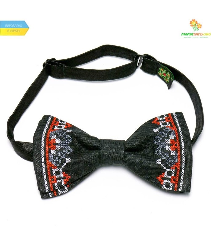 Чоловічий вишитий метелик 641 з льону ᐉ Вишитий на натуральному льоні ※ українська