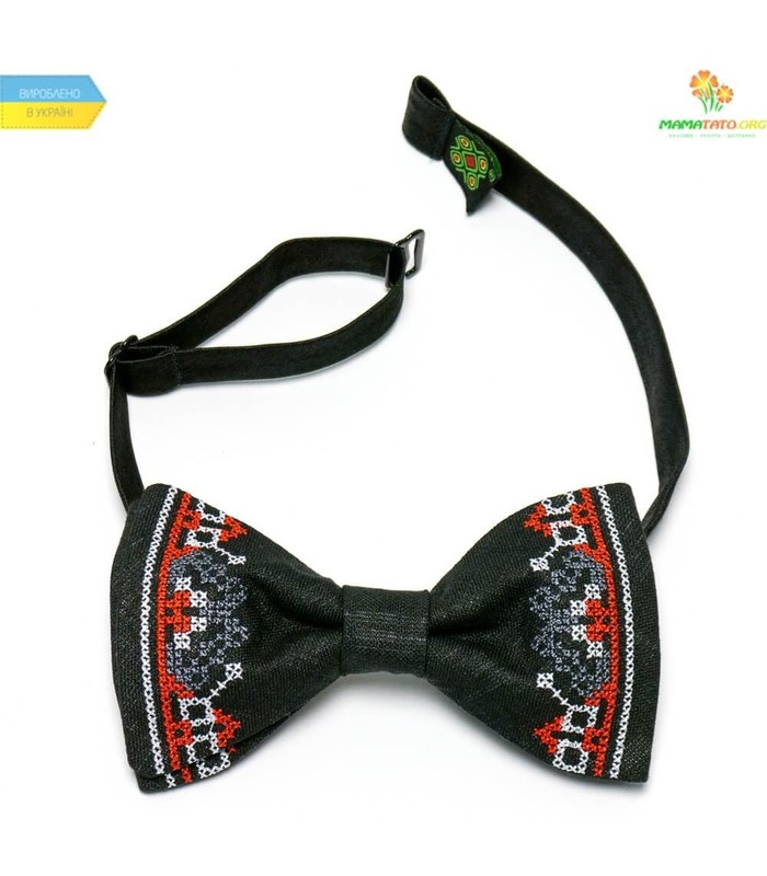 Чоловічий вишитий метелик 641 з льону ᐉ Вишитий на натуральному льоні ※ українська