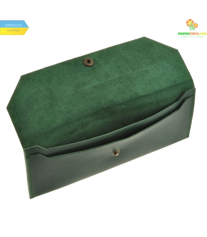 Кожаный клатч-конверт Изумруд ᐉ Натуральная кожа, ручная качественная работа