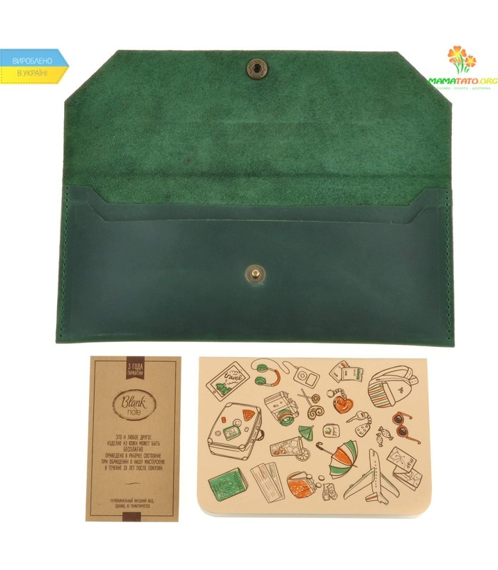 Шкіряний клатч-конверт Смарагд ᐉ Натуральная шкіра, ручна якісна робота