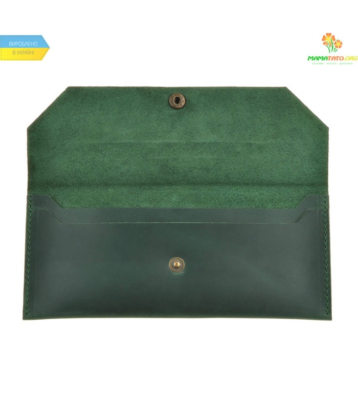 Кожаный клатч-конверт Изумруд ᐉ Натуральная кожа, ручная качественная работа