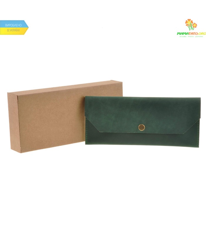 Кожаный клатч-конверт Изумруд ᐉ Натуральная кожа, ручная качественная работа