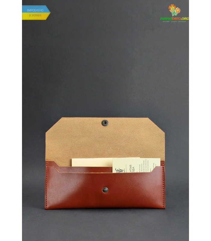 Шкіряний клатч-конверт Коньяк ᐉ Натуральная шкіра, ручна якісна робота