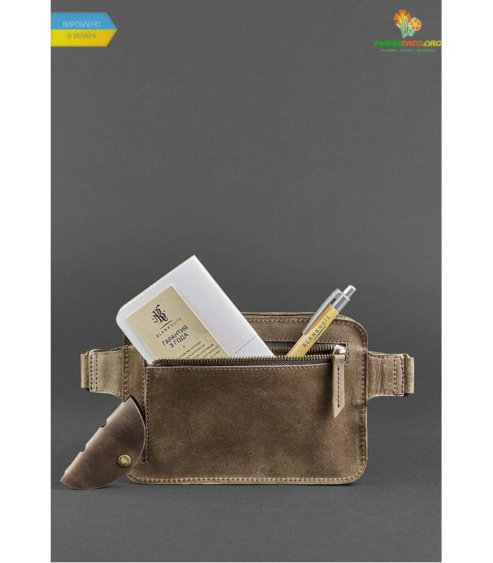 Шкіряна сумка на пояс DropBag mini BR коричнева ᐉ Україна, HandMade, натуральна шкіра