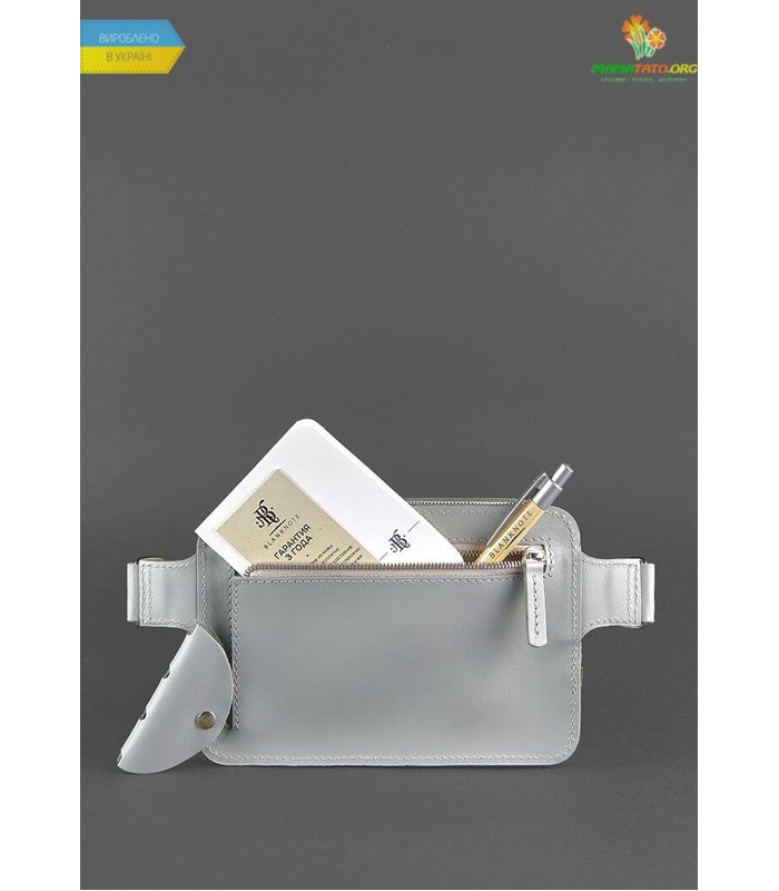 Кожаная сумка на пояс DropBag mini GR Серая ᐉ Украины, HandMade, натуральная кожа