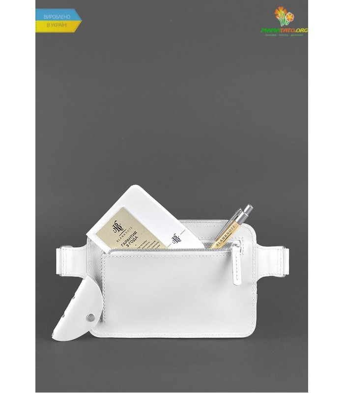 Шкіряна сумка на пояс DropBag mini WR Біла ᐉ Україна, HandMade, натуральна шкіра