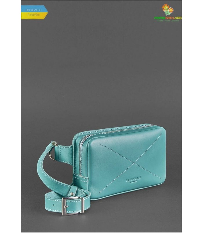Шкіряна сумка на пояс DropBag mini TF Бірюзова ᐉ Україна, HandMade, натуральна шкіра