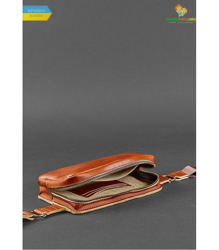 Кожаная сумка на пояс DropBag mini KN Коричневая ᐉ Украины, HandMade, натуральная кожа