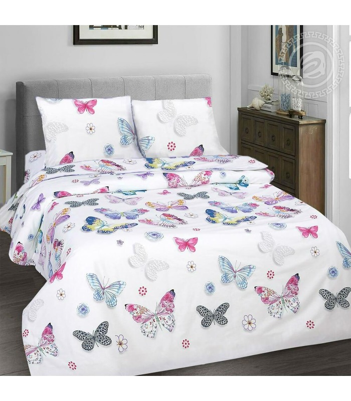 Комплект постельного белья "Бабочки без комп." ᐉ поплин ※ Украина, доступная цена