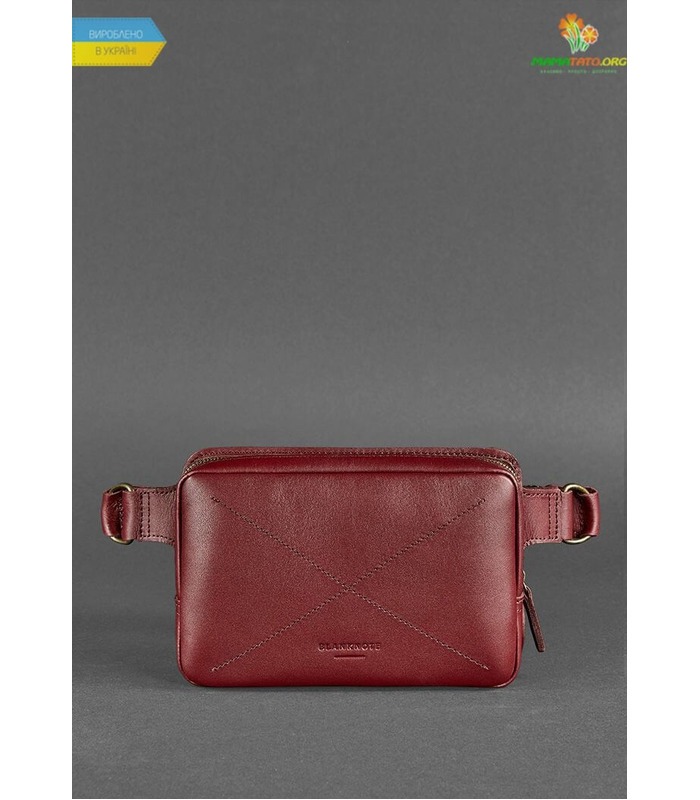 Кожаная сумка на пояс DropBag mini VG Krast Бордовая ᐉ Украины, HandMade, натуральная кожа
