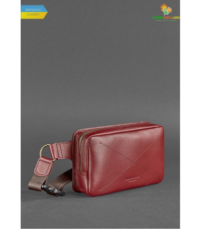 Шкіряна сумка на пояс DropBag mini VG Krast Бордова ᐉ Україна, HandMade, натуральна шкіра