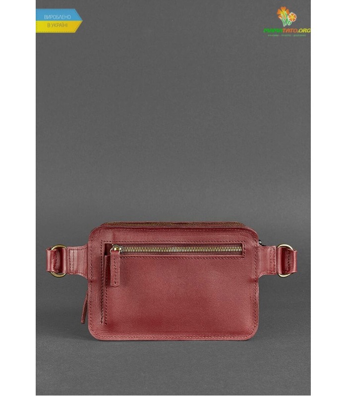 Шкіряна сумка на пояс DropBag mini VG Krast Бордова ᐉ Україна, HandMade, натуральна шкіра