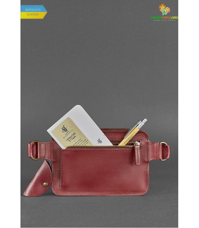 Шкіряна сумка на пояс DropBag mini VG Krast Бордова ᐉ Україна, HandMade, натуральна шкіра