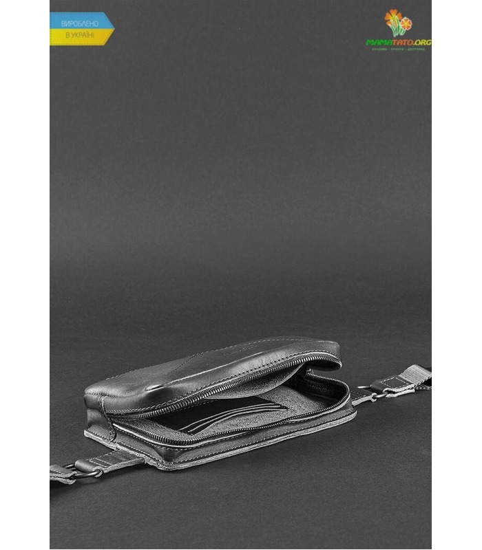 Шкіряна сумка на пояс DropBag mini BK Чорна ᐉ Україна, HandMade, натуральна шкіра