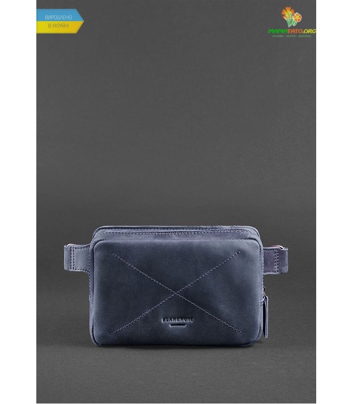 Кожаная сумка на пояс DropBag mini NN Синяя ᐉ Украины, HandMade, натуральная кожа