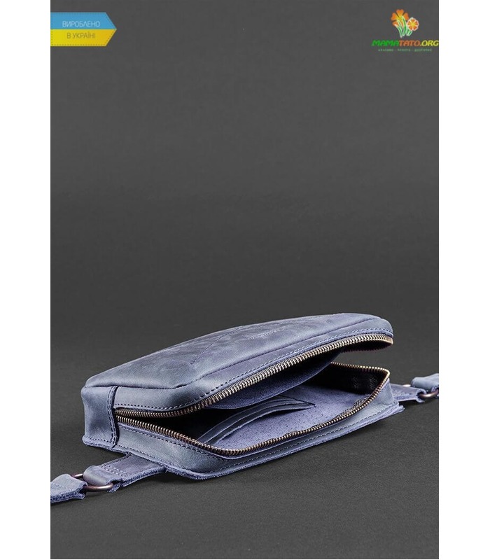 Шкіряна сумка на пояс DropBag mini NN Синя ᐉ Україна, HandMade, натуральна шкіра