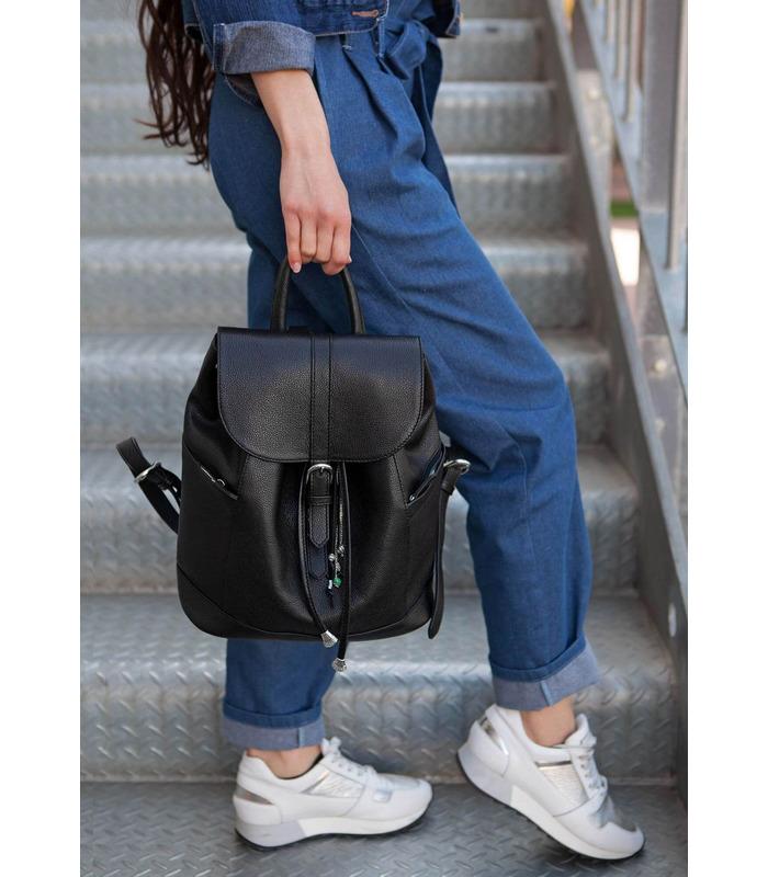 Шкіряний рюкзак Олсен (Барбі, Онікс).