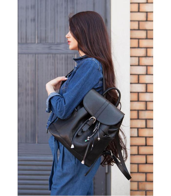 Кожаный рюкзак Олсен (Барби, Оникс).