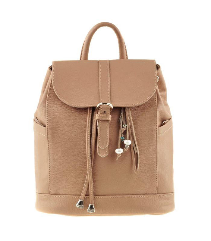 Кожаный рюкзак Олсен (Крем-брюле, Рубин).