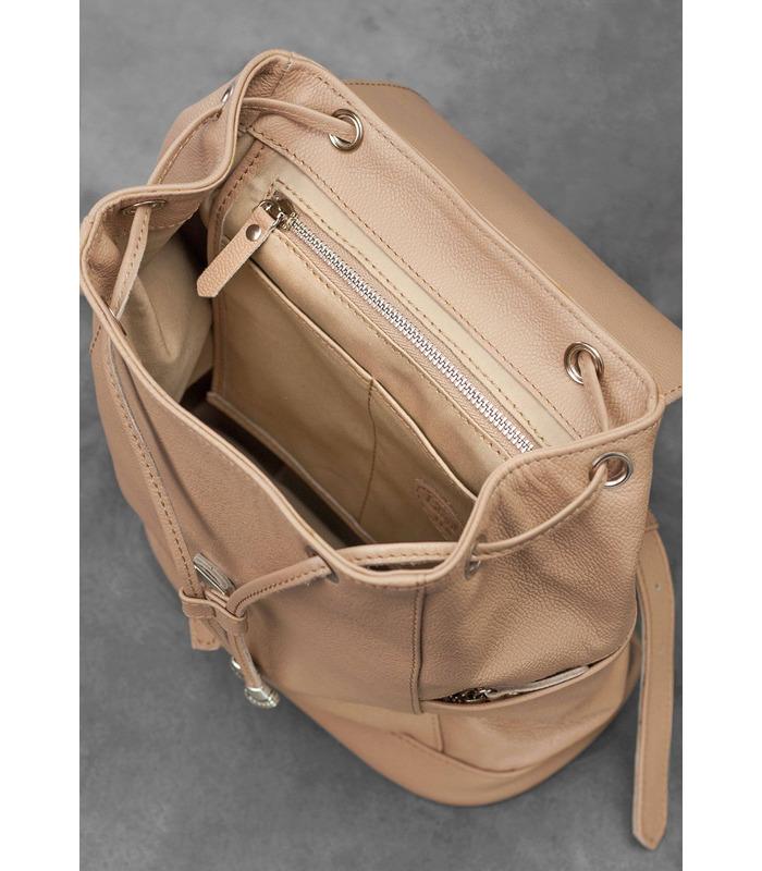 Шкіряний рюкзак Олсен (Крем-брюле, Рубін).