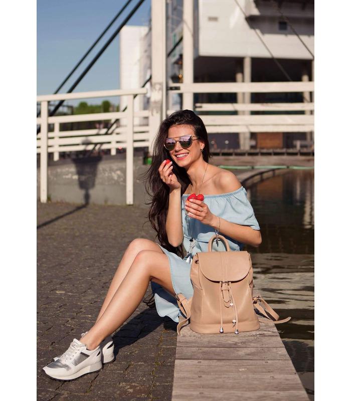 Шкіряний рюкзак Олсен (Крем-брюле, Рубін).