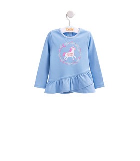Джемпер "Єдиноріг" ФБ663 BB ➤ блакитна кофта з рюшами для дівчинки