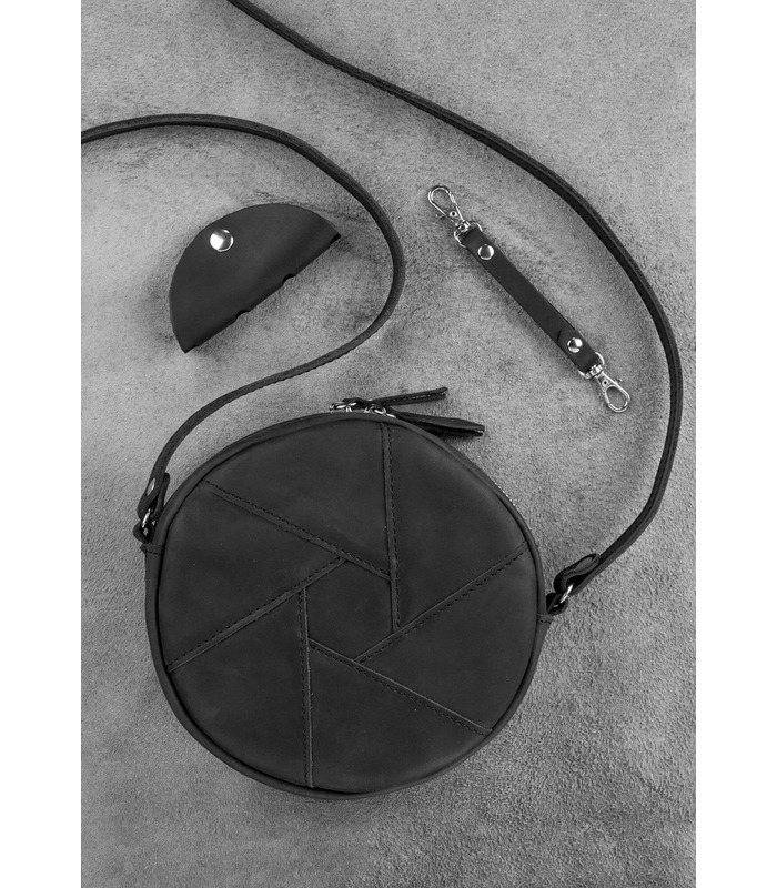 Жіноча шкіряна сумка Бон-бон Crazy Horse BK ᐉ Графіт, натуральна шкіра, Україна