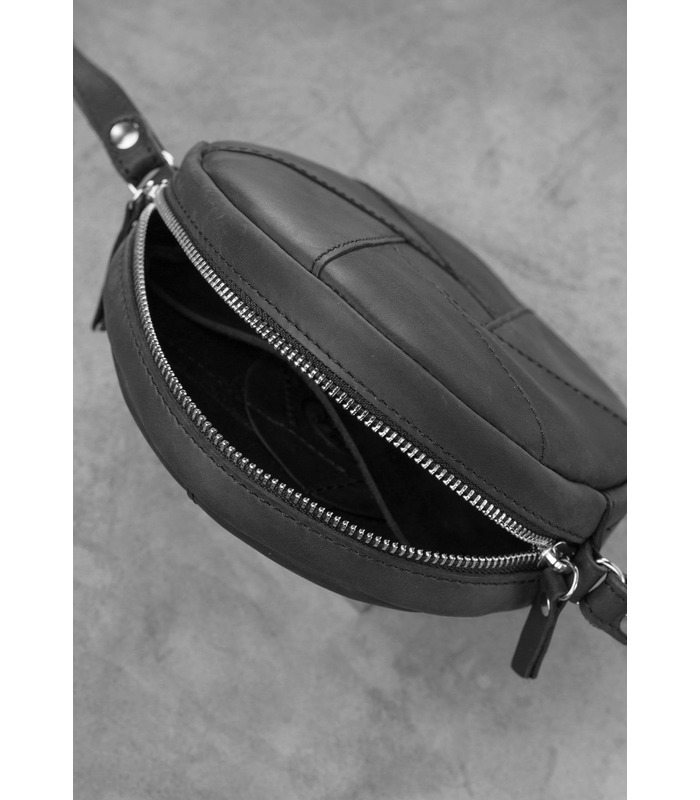 Женская кожаная сумка Бон-бон Crazy Horse BK ᐉ Графит, натуральная кожа, Украина