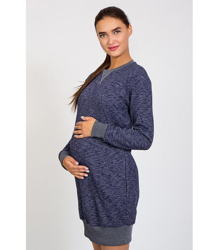Платье Сава Теплое BB ➤ теплое синее платье беременным и кормящим