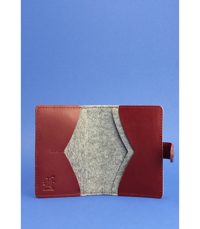 Фетровая обложка для паспорта 3.0 VN ᐉ Украина, натуральная кожа, эко-фетр