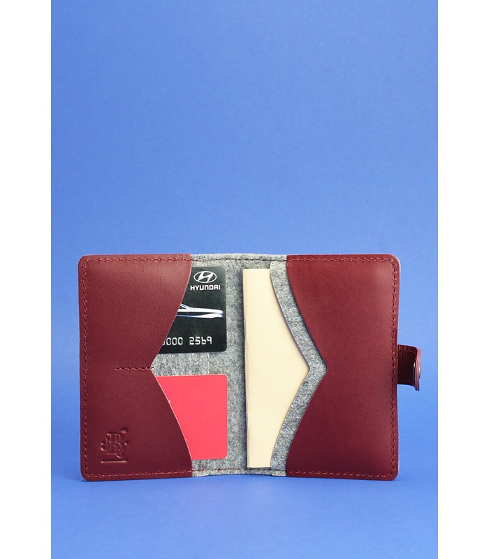 Фетровая обложка для паспорта 3.0 VN ᐉ Украина, натуральная кожа, эко-фетр