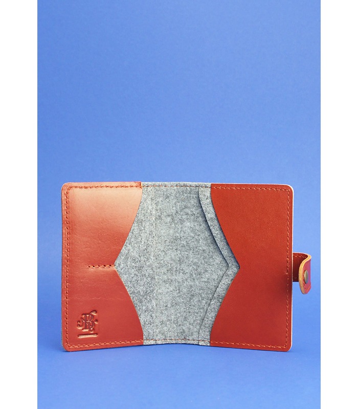 Фетрова обкладинка для паспорту 3.0 BR ᐉ Україна, натуральна шкіра, еко-фетр