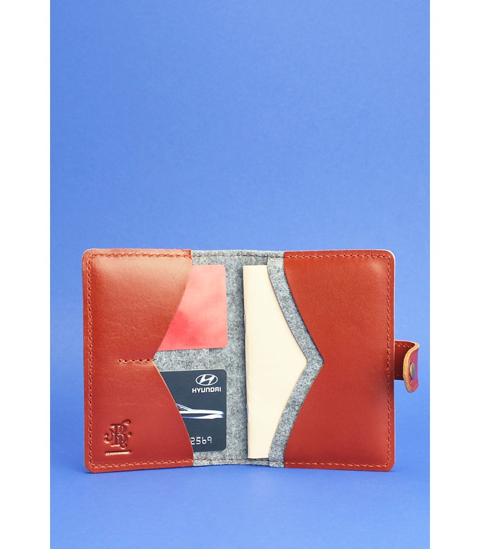 Фетровая обложка для паспорта 3.0 BR ᐉ Украина, натуральная кожа, эко-фетр