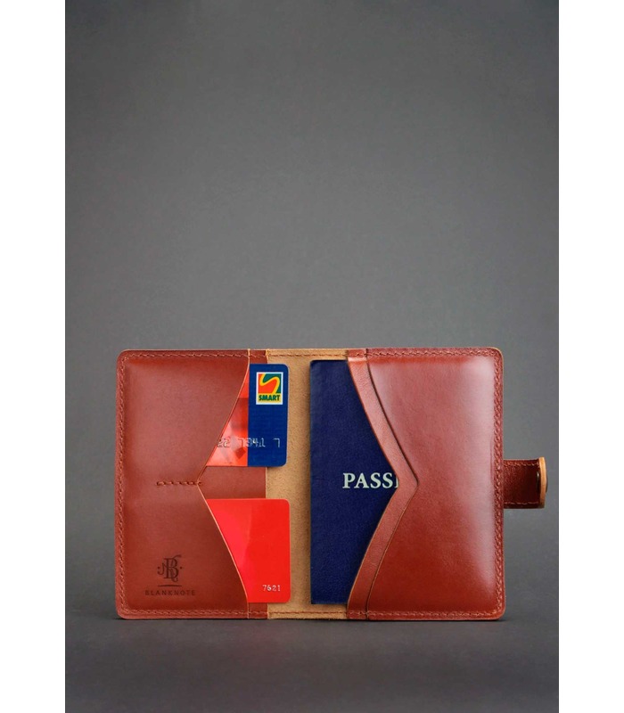 Кожаная обложка для паспорта 3.0 Коньяк ᐉ Украина, натуральная кожа