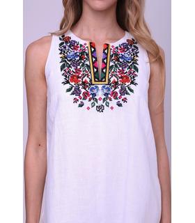 Вышитое льняное платье (017)