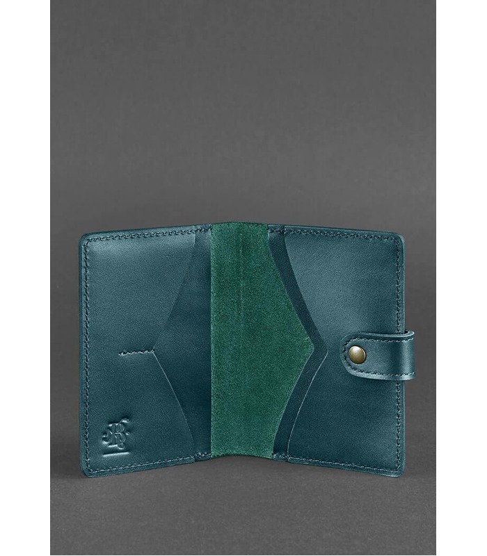 Кожаная обложка для паспорта 3.0 Малахит ᐉ Украина, натуральная кожа