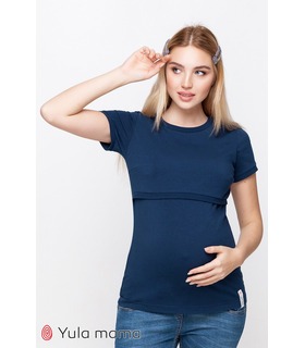 Футболка Марго TS ➤ базова синя футболка вагітним та годуючим
