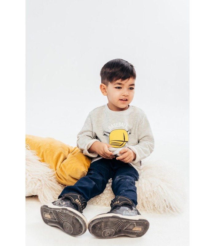 Джемпер Бейс ДЖ214 ➤ сірий дитячий джемпер з жовтим принтом